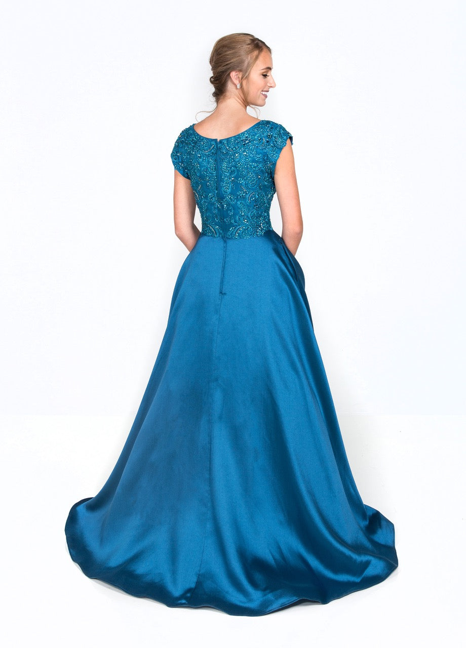formal dresses monterey ca Andrea & Leo A1416 Long A Line Lace Layered Formal Prom Dress