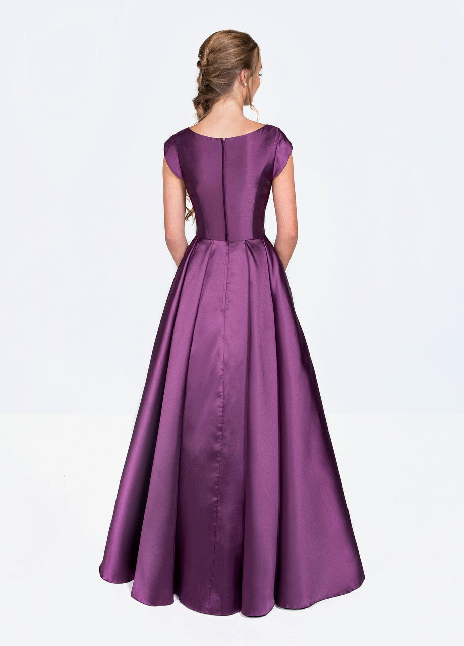 Colette CLM19924 Modest Prom Dresses with sleeves with pockets winter formal ball gown for plus size cheap back view