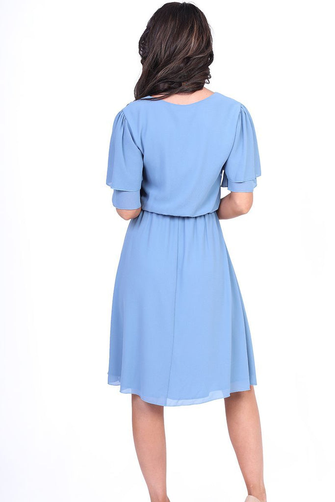 Claire Blue Modest Chiffon Dress 