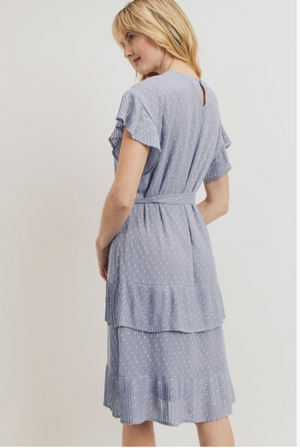Esme sky blue dot dress modest casual for plus size cheap back