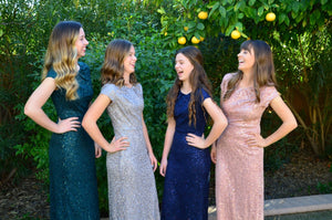 Ella Hunter Green Modest Prom Dresses with sleeves mormon prom cheap dress for plus size four girls
