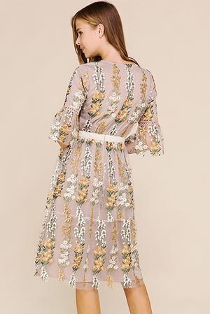 Rosemary Spring Floral Modest Midi Casual Dress Back PSD2122