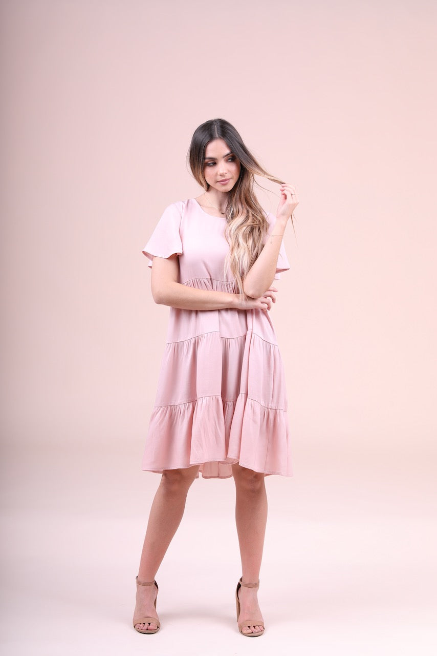Peyton Pink Tiered Dress Large