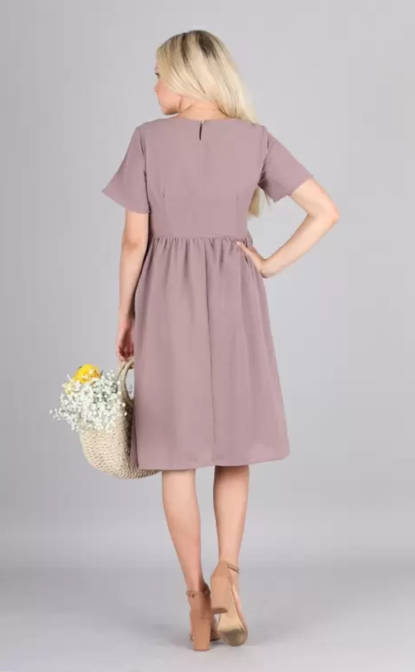 strapless open back dress Kate Smoked Lilac Modest Casual Dress