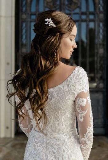 T2081Z Modest Wedding Dress back close from A Closet Full of Dresses Private Label