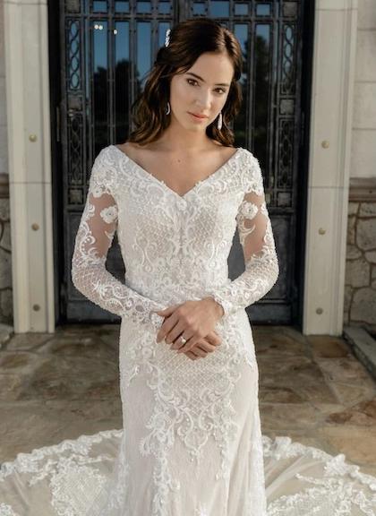 T2081Z Modest Wedding Dress front close from A Closet Full of Dresses Private Label