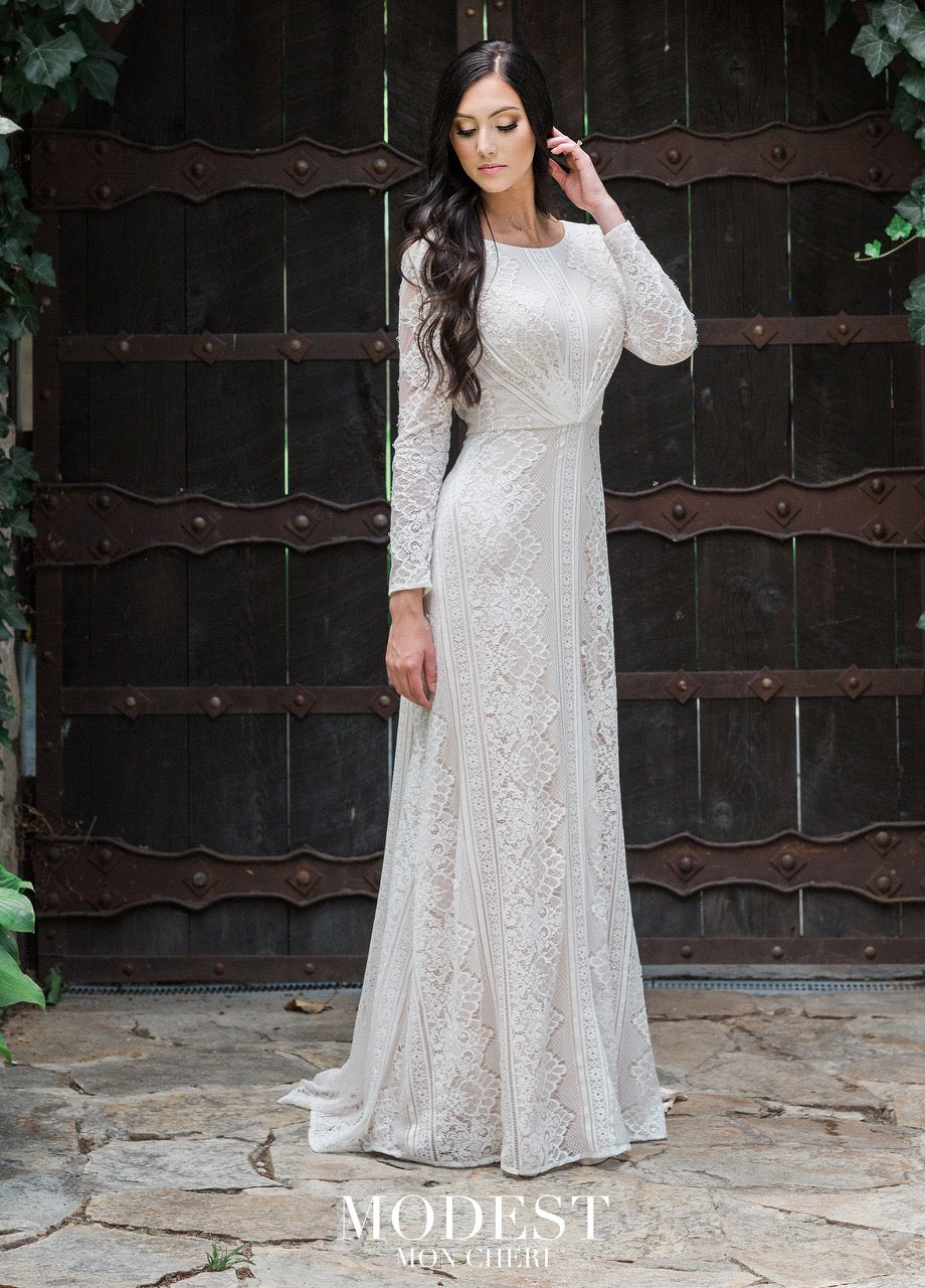 Mon Cheri TR11983 Modest Wedding Dress from A Closet Full of Dresses