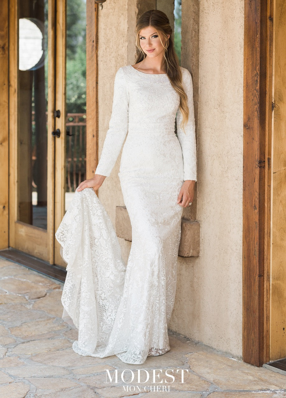 Mon Cheri TR11987 Modest Wedding Dress from A Closet Full of Dresses