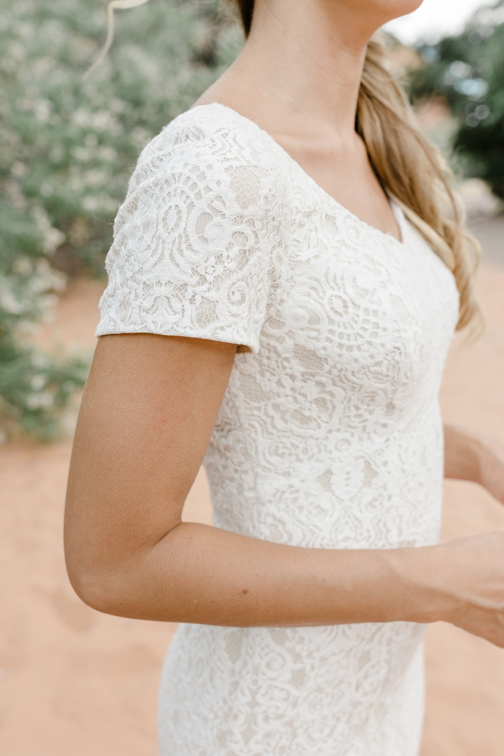 TR12024 Modest Lace Wedding Dress Short Sleeve | A Closet Full of Dresses Ivory size 12 TR12024 Modest Lace Wedding Dress Short Sleeve | A Closet Full of Dresses Ivory size 12