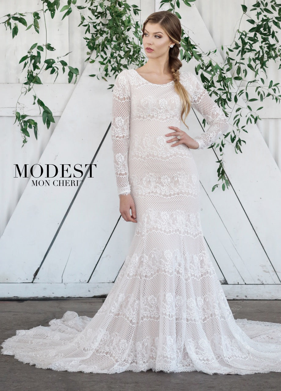Mon Cheri TR21861 Modest Wedding Dress from A Closet Full of Dresses