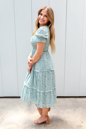 McCall Modest Midi in Honeydew Floral