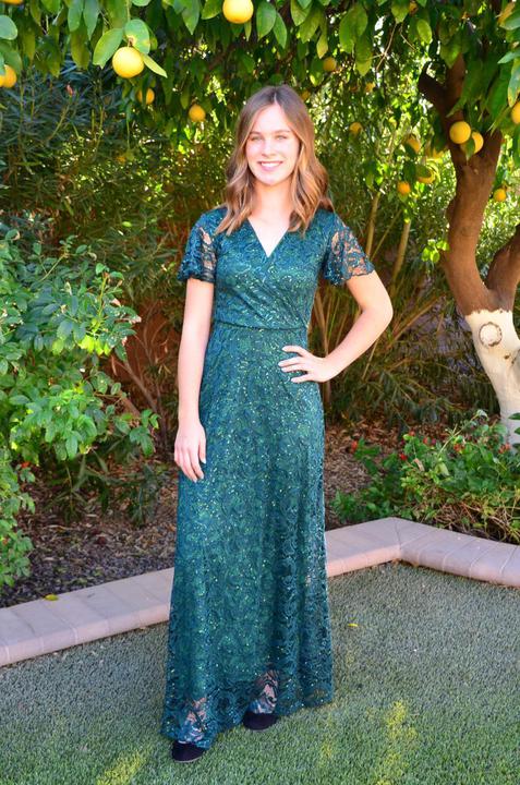 Kendall hunter green cute Modest Prom Dress with sleeves mormon prom cheap dress for plus size winter formal