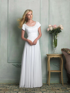 Allure M516 Modest Wedding Dress with sleeves simple bridal gown LDS cheap