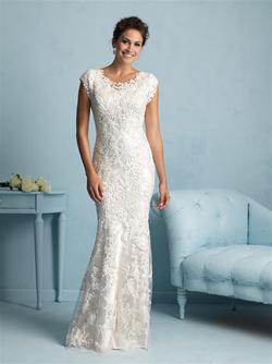 Allure Bridals M536 Modest Wedding Dresses with sleeves elegant lace fitted style LDS
