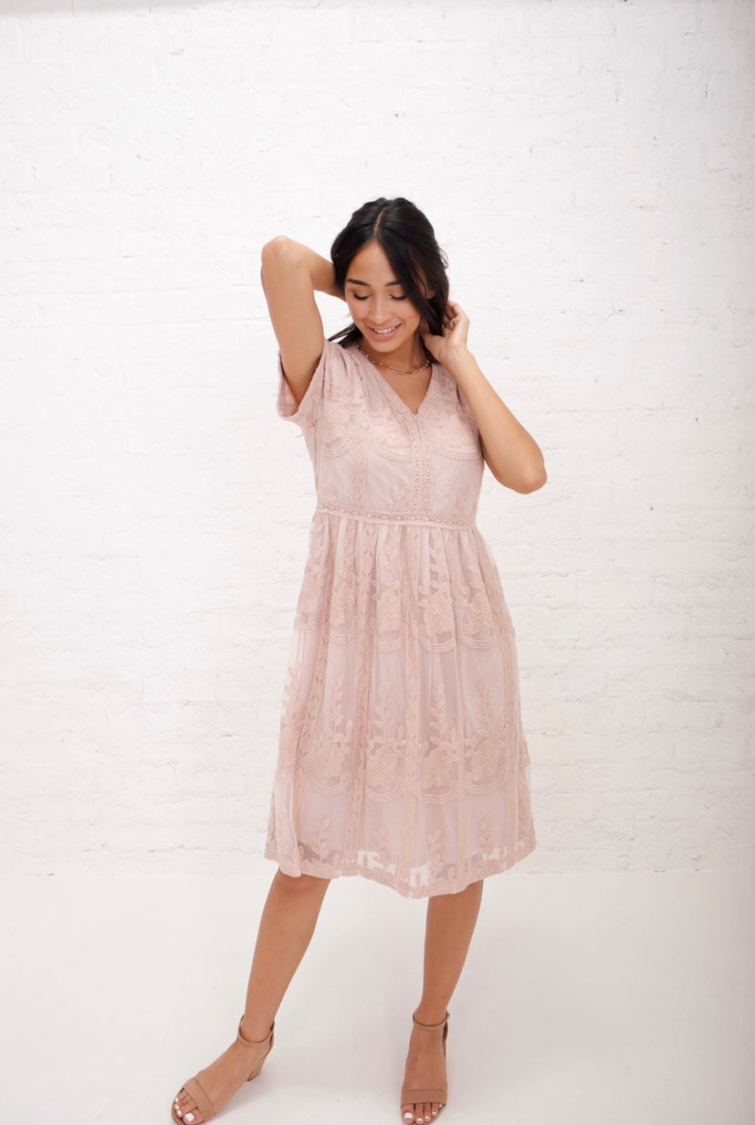 Clara in Cameo Rose Modest Dress