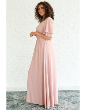 Chloe Modest Maxi Textured Pale Pink
