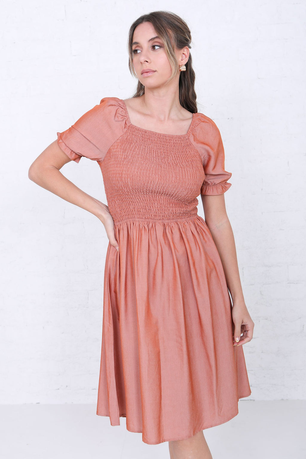 Spencer Modest Dress in Harvest Pumpkin