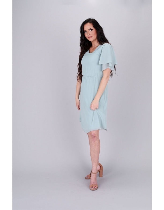 Claire Textured Sage Modest Dress