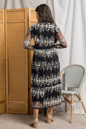 Lynn Black Embroidered Modest Dress