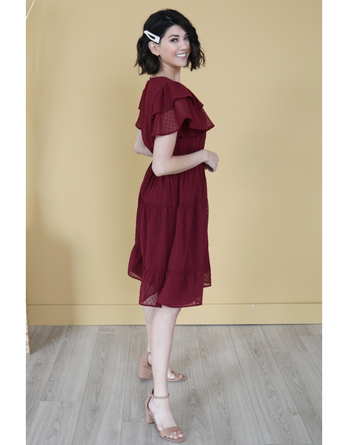 Amy Swiss Dot Burgundy dress Small Amy Swiss Dot Burgundy dress Small