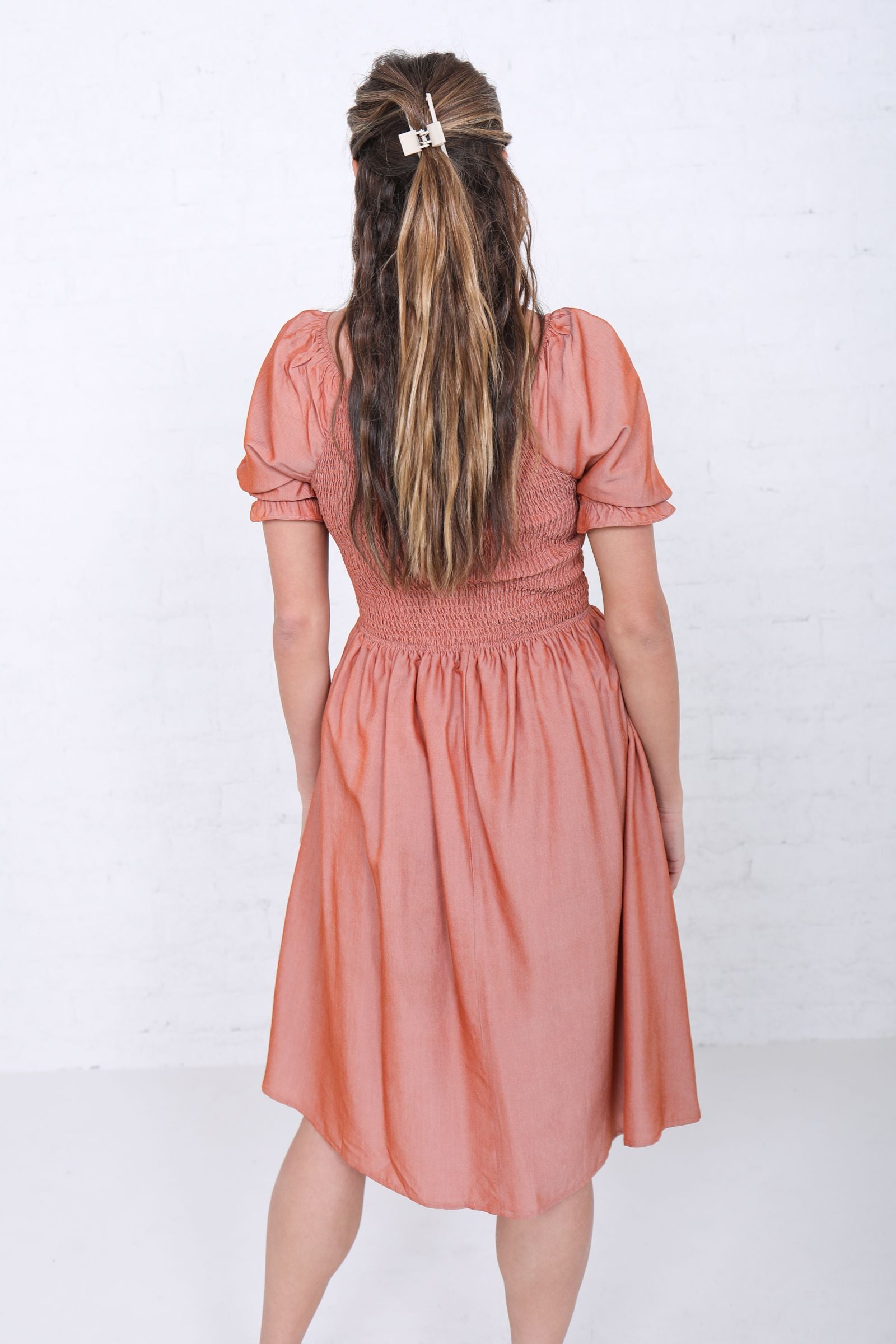 Spencer Modest Dress in Harvest Pumpkin