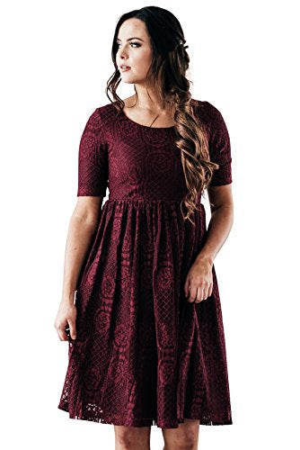 Emery Burgundy Lace Dress