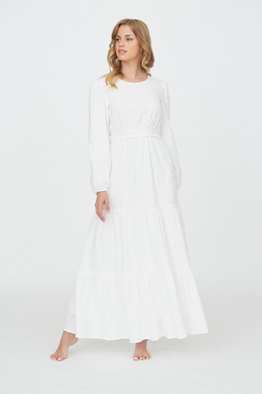 Millie White Modest Temple Dress