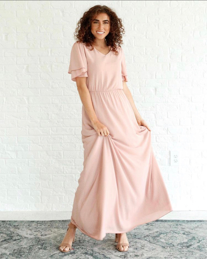 Chloe Modest Maxi Textured Pale Pink