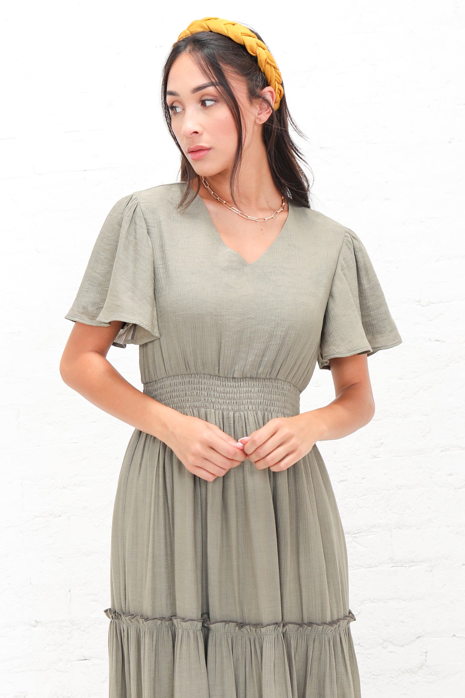 Taylor in Moss Green Modest Dress