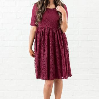 Emery Burgundy Lace Dress