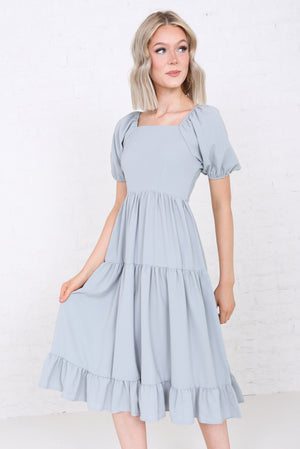 Poppy in Misty Blue Modest Dress