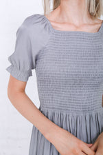 Spencer Modest Dress in Drizzle Gray