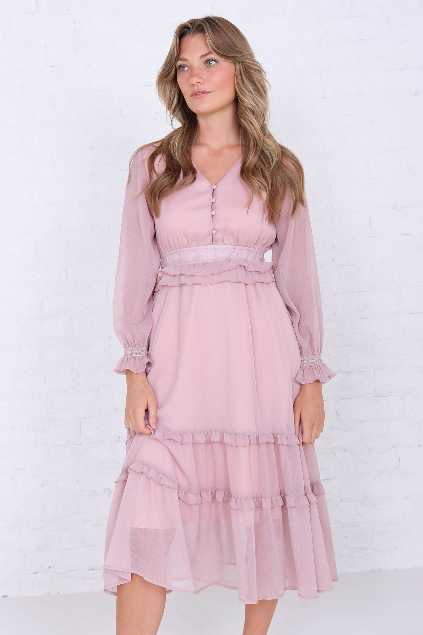 Betty in Mauve Rose Modest Midi
