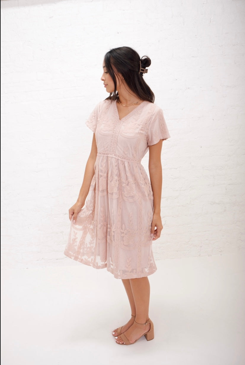 Clara in Cameo Rose Modest Dress