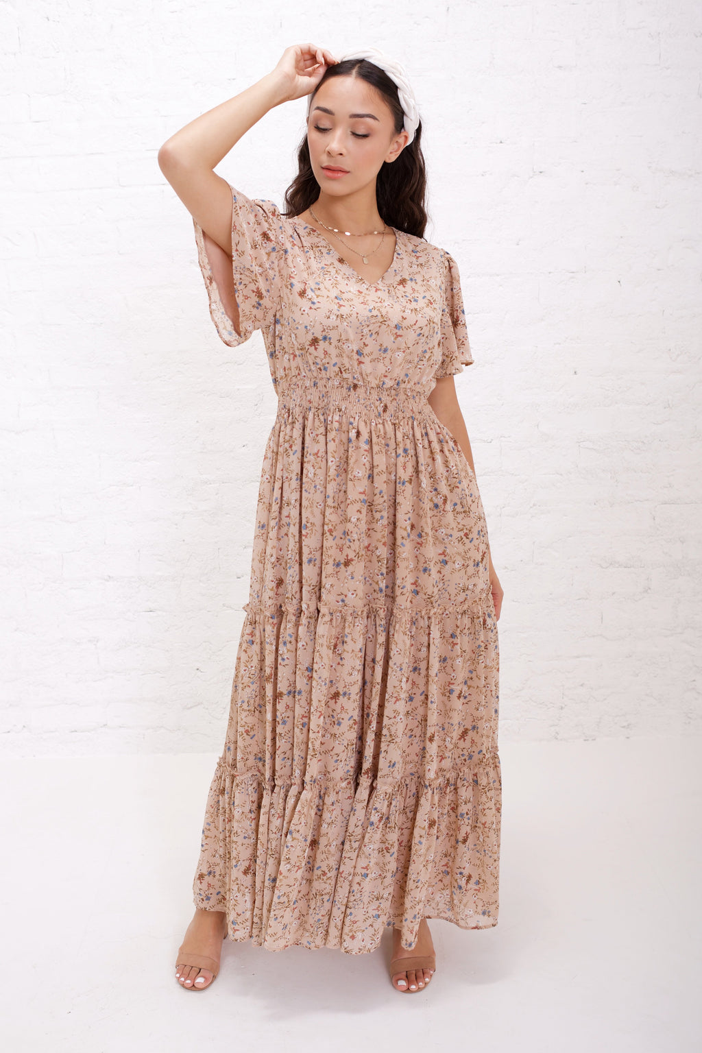 Eden Antique Cream Ditsy Floral Maxi