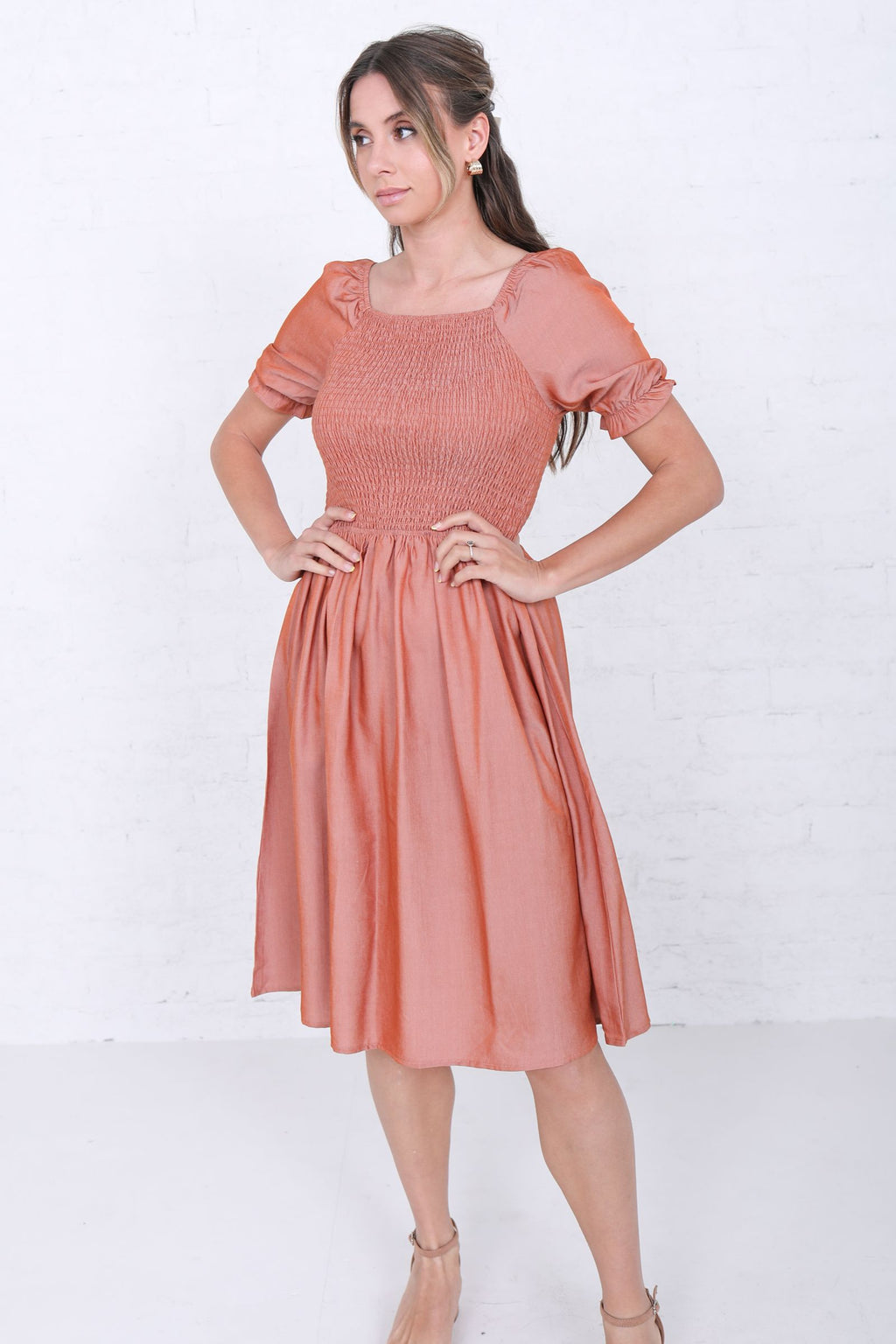 Spencer Modest Dress in Harvest Pumpkin
