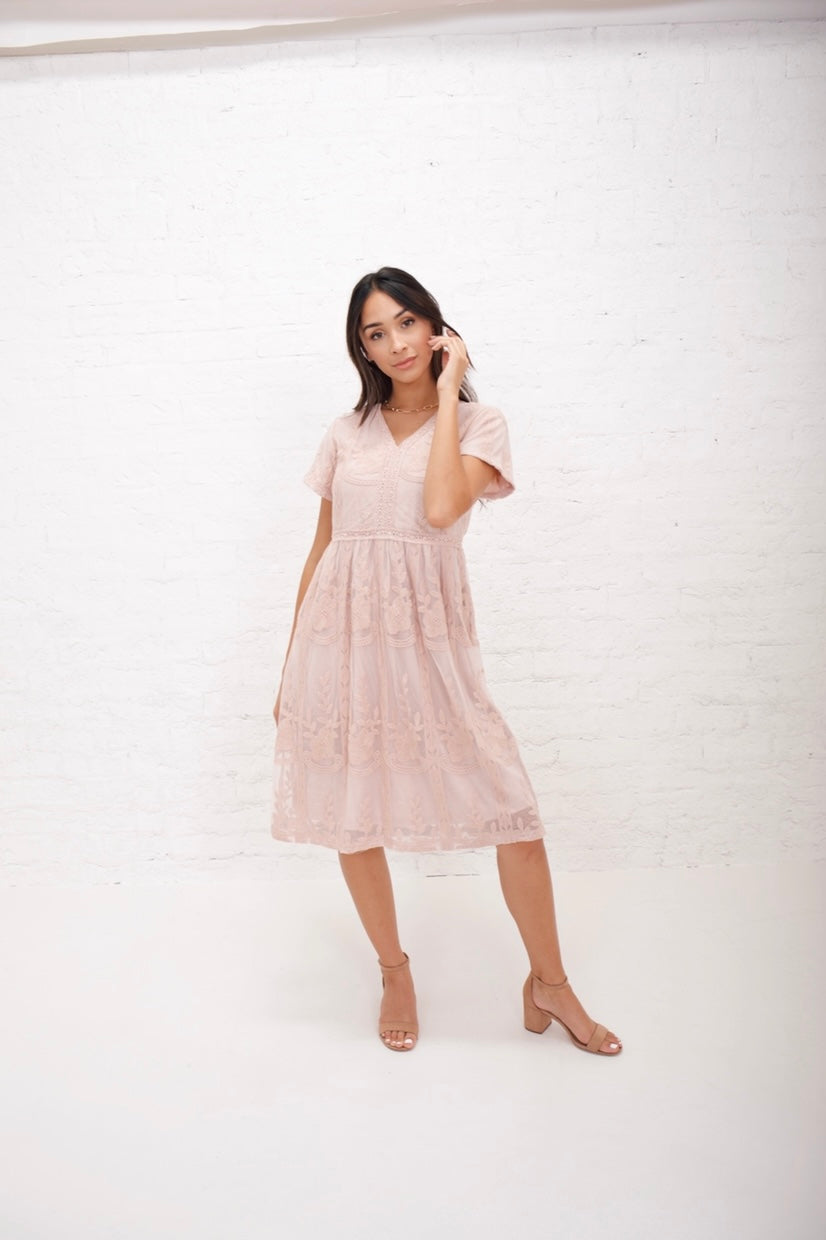 Clara in Cameo Rose Modest Dress