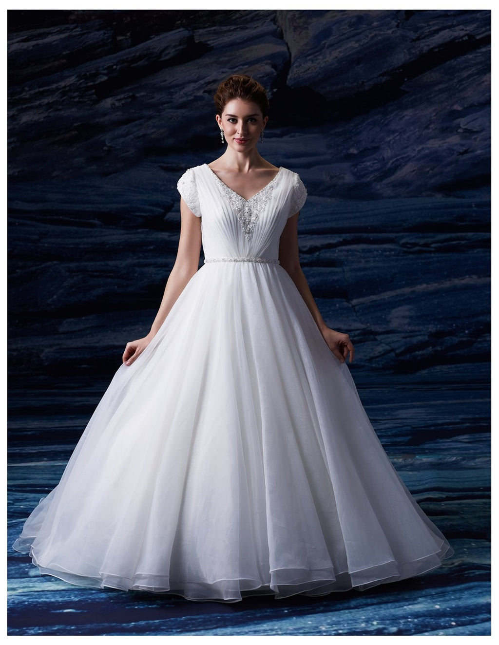 Venus Bridal TB7677 White Modest Wedding Dress from A Closet Full of Dresses