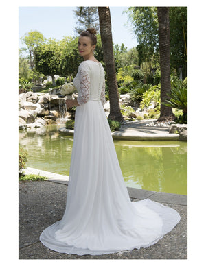 Venus Bridal TB7715 Modest Wedding Dress back from A Closet Full of Dresses
