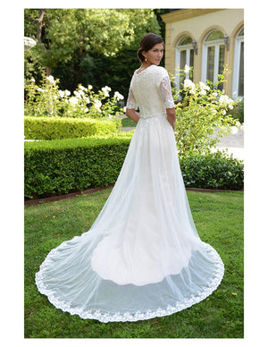Venus Bridal TB7742 Modest Wedding Dress back from A Closet Full of Dresses