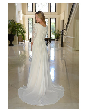 Venus Bridal TB7747 Modest Wedding Dress back from A Closet Full of Dresses