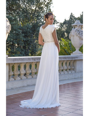 Venus Bridal TB7759 Modest Wedding Dress Back from A Closet Full of Dresses