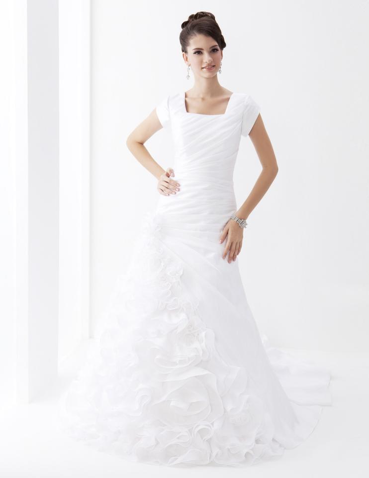 Venus Bridal 7615 White Modest Wedding Dress from A Closet Full of Dresses
